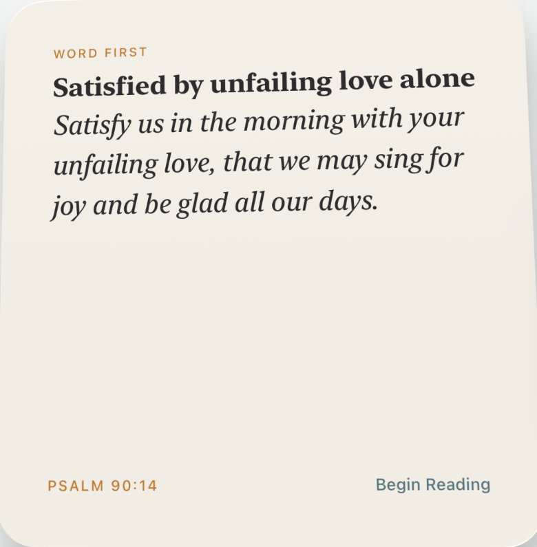 A saved verse on the iPhone lock screen widget